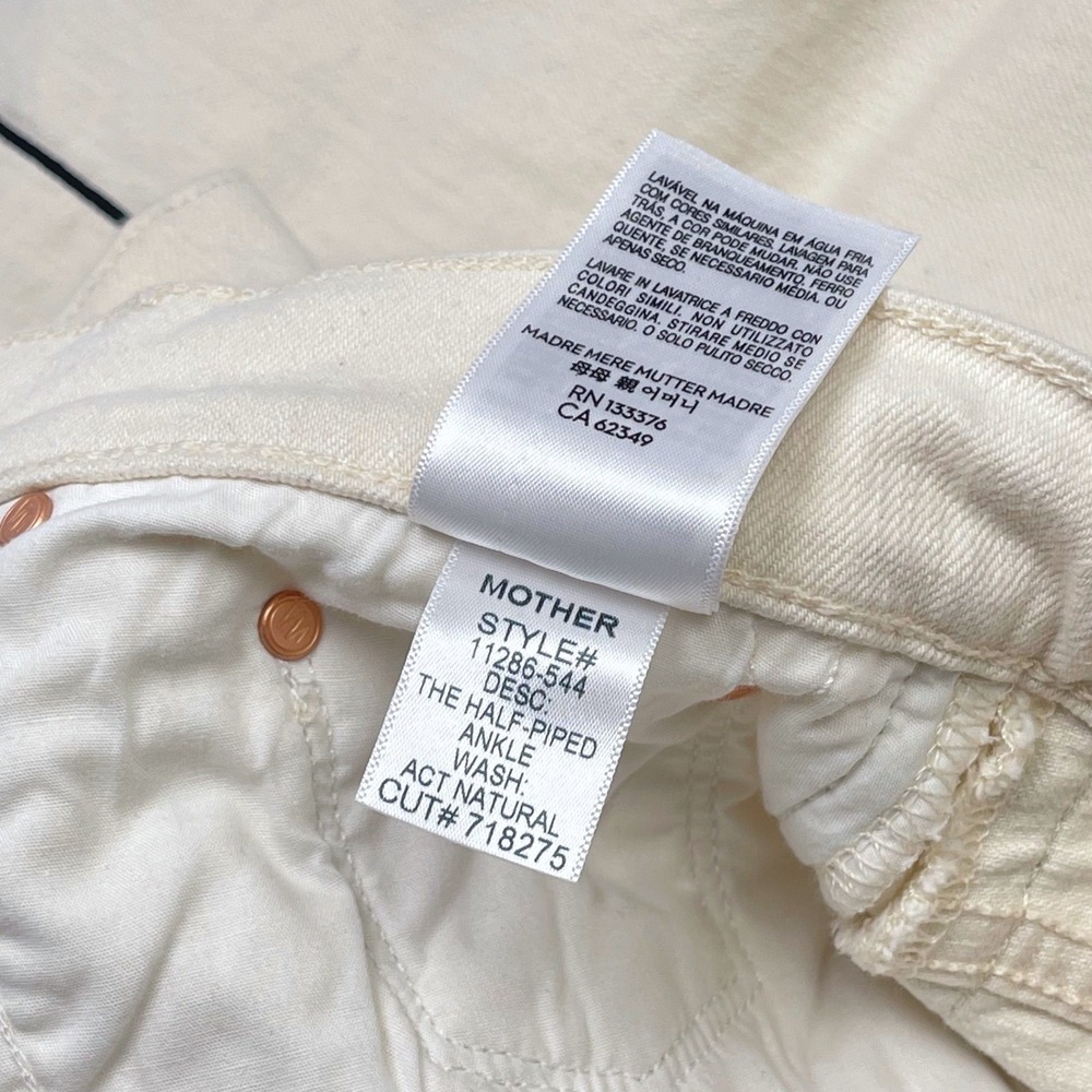 MOTHER SUPERIOR Barrel Jeans Sz 34 NWT Half Piped Ankle Relaxed Cream $258 - Picture 14 of 14